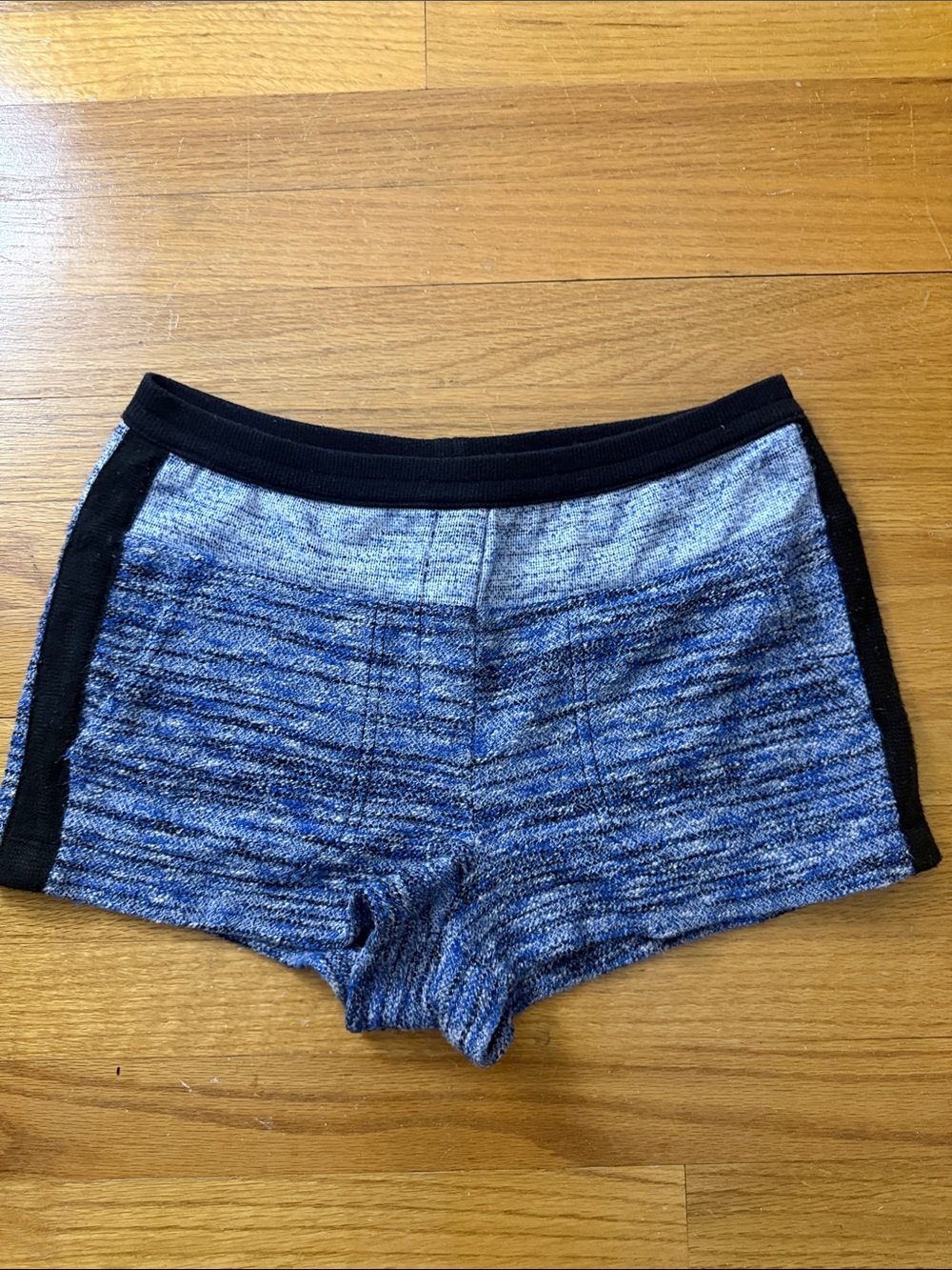BCBGMaxAzria Blue and Black Marled Knit Bike Shorts